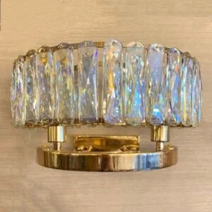 لوستر دیواری نئوکلاسیک طلایی و چرمی