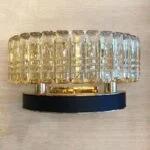 لوستر دیواری نئوکلاسیک طلایی و چرمی