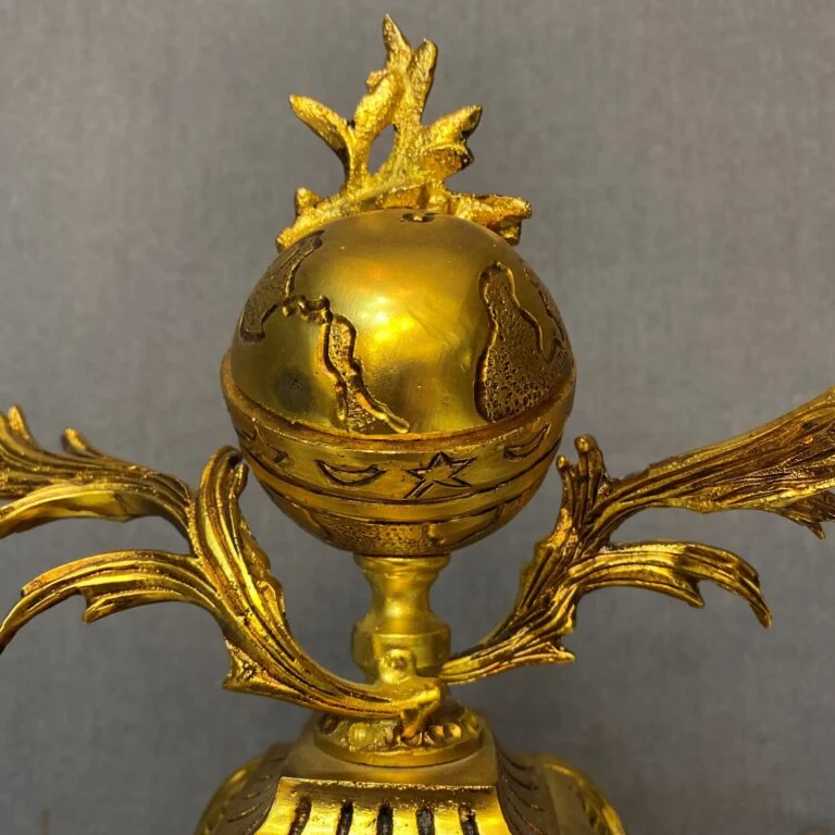 ست ساعت و شمعدان برنز طلایی کلاسیک شیک