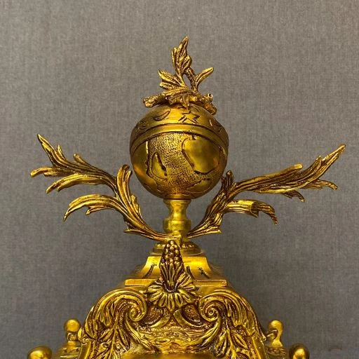 ست ساعت و شمعدان برنز طلایی کلاسیک شیک