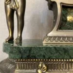 ساعت و شمعدان سبز و آنتیک برنز