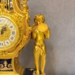 ساعت و شمعدان آبی و طلایی برنز