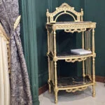 میز سرو طلایی با صفحه سنگ