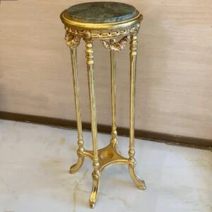 میز تلفن طلایی چوبی صفحه گرد