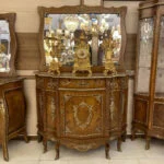 آینه کنسول چوبی برنزکوب شش پایه