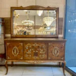 آینه کنسول چوبی کلاسیک برنزکوب سه کشو وسط