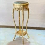 میز تلفن طلایی شیک منبت با صفحه سنگ