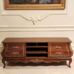 میز تلویزیون جدید قهوه ای برنزکوب سه طبقه