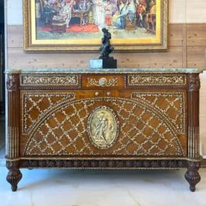 میز کنسول شیک قهوه ای صفحه سنگ