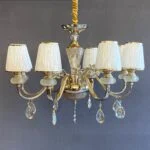 لوستر گل دار طلایی کریستال