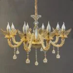 لوستر کلاسیک طلایی هشت شاخه لاله