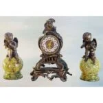 ساعت و شمعدان سبز و آنتیک فرشته
