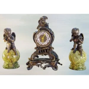 ساعت و شمعدان سبز و آنتیک فرشته