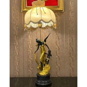 آباژور رومیزی کلاسیک طلایی مادر و کودک