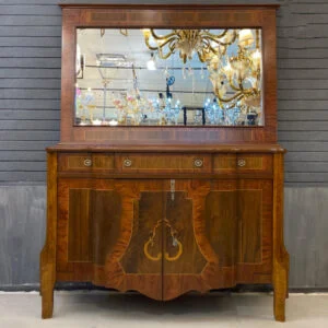 آینه کنسول چوبی معرق قهوه ای هلال