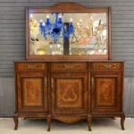 آینه کنسول کلاسیک معرق قهوه ای سه درب