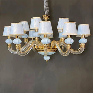 خرید لوستر آبی و طلایی