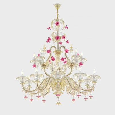 لوستر جذاب طلایی و صورتی مورانو