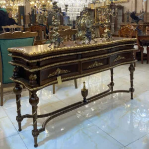 کنسول چوبی قهوه ای و طلایی ویولا