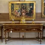 میز کنسول جدید چوبی قهوه ای و طلایی