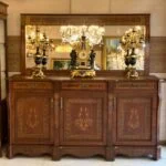 آینه و کنسول قهوه ای بزرگ معرق سه درب