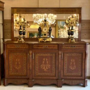 آینه و کنسول قهوه ای بزرگ معرق سه درب