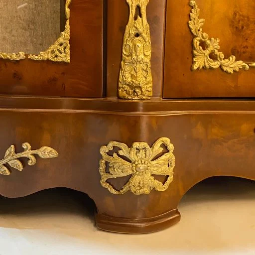 آینه و کنسول چوبی قهوه ای برنزکوب ویترینی