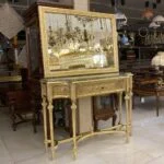 آینه و کنسول چوبی طلایی ساده و شیک