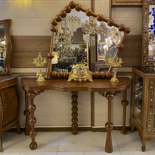 آینه و کنسول چوبی قهوه ای مدرن