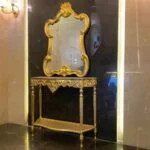 میز کنسول ساده طلایی منبت