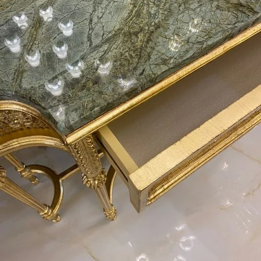 آینه و کنسول چوبی طلایی ساده و شیک