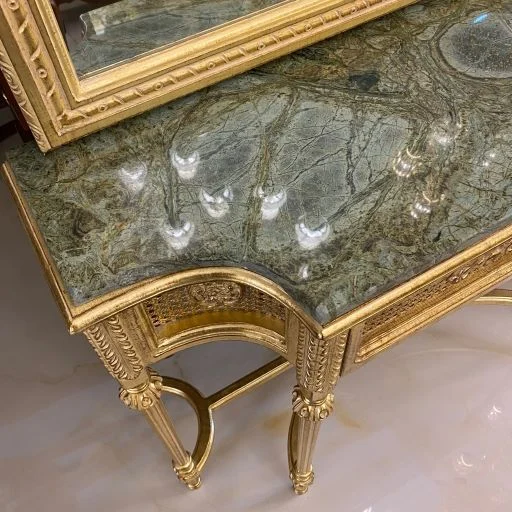 آینه و کنسول چوبی طلایی ساده و شیک