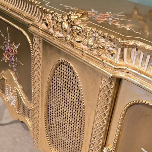 کنسول چوبی طلایی منبت و نقاشی دست