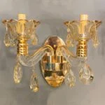 لوستر دیواری کلاسیک دو شاخه طلایی
