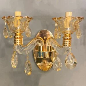 لوستر دیواری کلاسیک دو شاخه طلایی