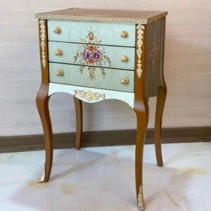 میز تلفن آبی و قهوه‌ ای