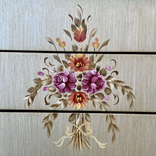 میز تلفن آبی و قهوه ای