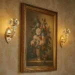 چراغ دیواری کلاسیک طلایی و آبی