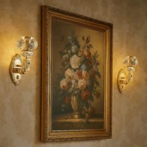 چراغ دیواری کلاسیک طلایی و آبی