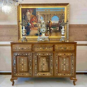 کنسول چوبی شیک معرق چوب و صدف