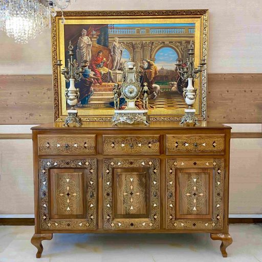 کنسول چوبی شیک معرق چوب و صدف