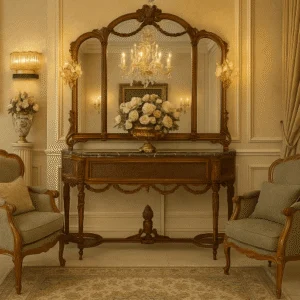 آینه و کنسول جدید چوبی قهوه ای