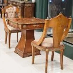 میز بازی تخته نرد و شطرنج چوبی برنزکوب