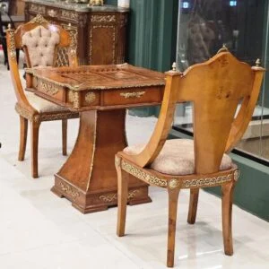 میز بازی تخته نرد و شطرنج چوبی برنزکوب