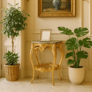 میز تلفن حصیری طلایی