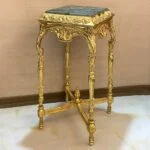 میز تلفن طلایی چوبی منبت