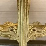 پایه چوبی میز تلفن طلایی