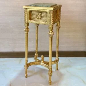 میز تلفن طلایی چوبی مربع