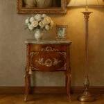 میز تلفن شیک قهوه ای