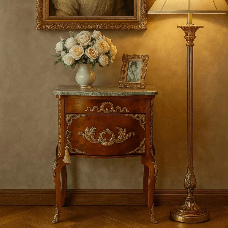 میز تلفن چوبی با صفحه سنگ